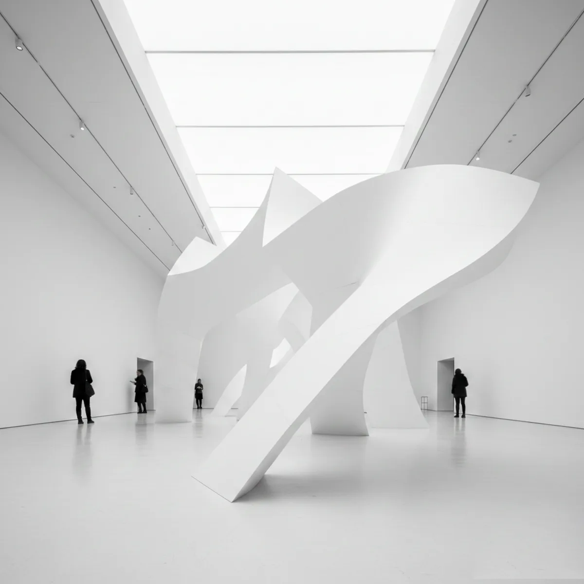 Concept render: a large white sculptural installation in a gallery space
